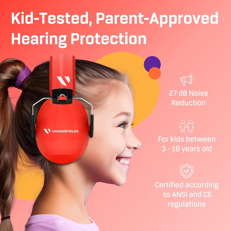 Vanderfields Hearing Protection Ear Muffs - Over 33 dB (2K Hz) Broad Noise Cancelling Sound Reduction Earmuffs for Kids 3-12 - Image 2